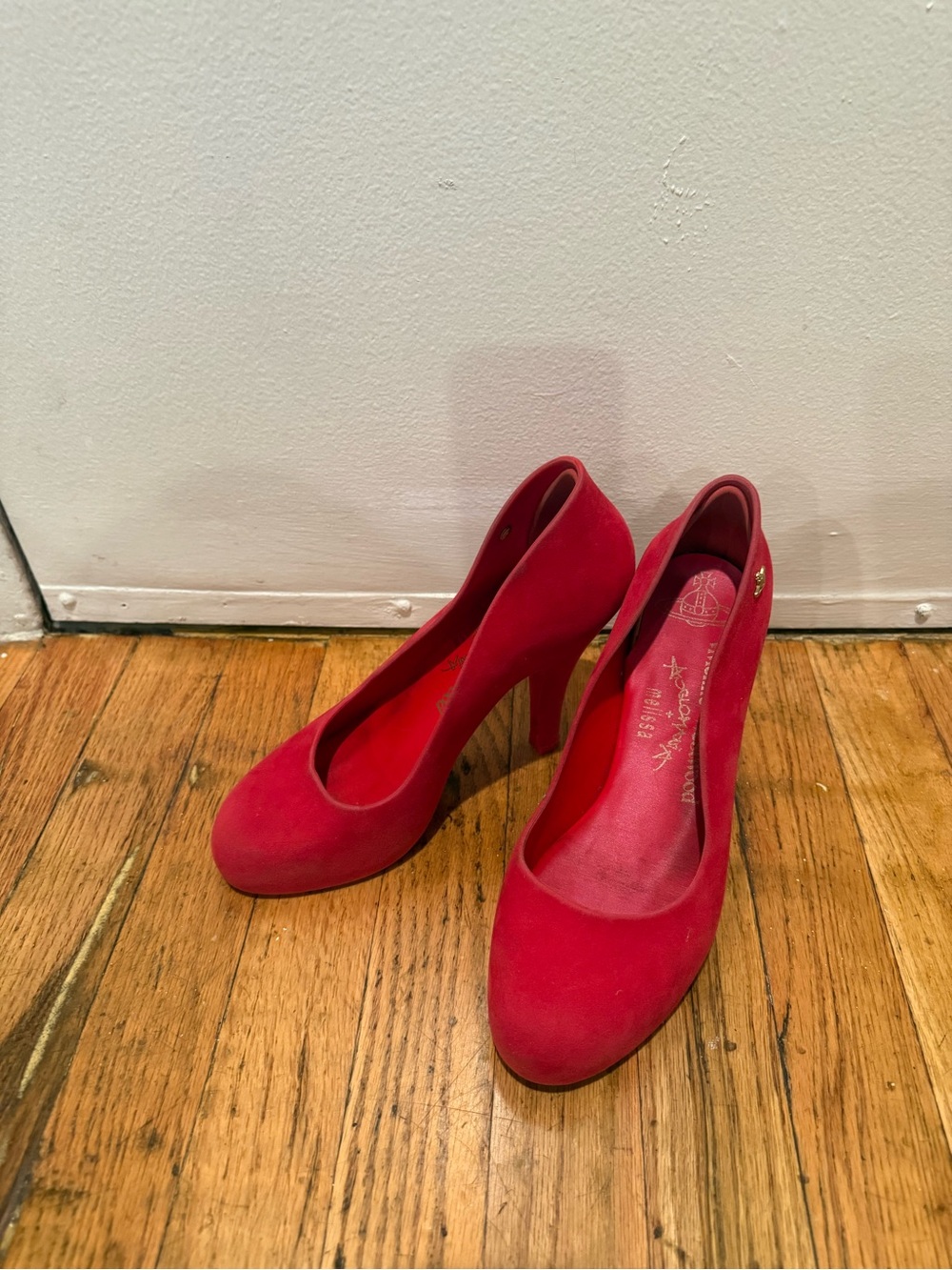 Vivienne Westwood x Melissa size 8 comfy Red Round-Toe High Heels